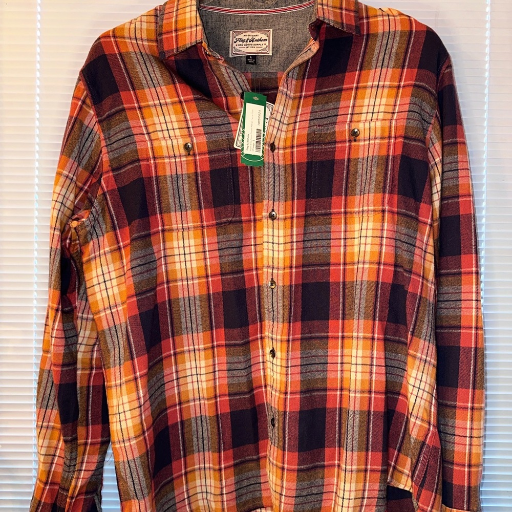 Flag & Anthem Roper Long Sleeve Double Pocket Flannel Shirt Sz. L